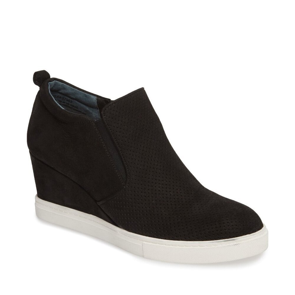 Caslon Nordstrom Aiden Black & White Wedge Suede Leather Sneaker Women's 7 M